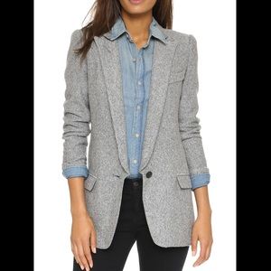 Smythe Long Notched Blazer - Gray Tweed size 6